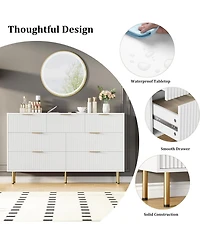 gaomon 55" Wide 7-Drawer Fluted Dresser, Modern Wooden Double Storage Chest