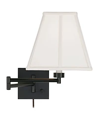 Barnes and Ivy Swing Arm Wall Lamp Espresso Plug-In Light Fixture Square Shade for Bedroom Bedside Living Room Reading