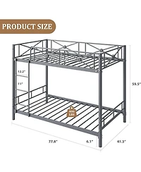 gaomon Twin Over Twin Metal Bunk Bed, Heavy Duty Steel Frame with Guardrails
