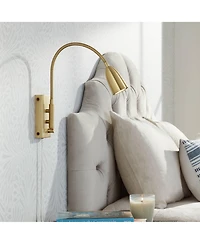 360 Lighting Lido Mid Century Modern Wall Lamp Warm Plug-in 2 1/4" Fixture Adjustable Gooseneck for Bedroom Reading Living Room Hallway House