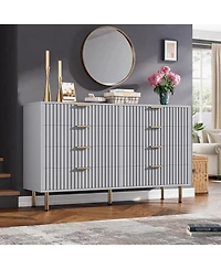 gaomon Tall Fluted 8-Drawer Dresser, Modern Chest with Metal Handle