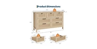 gaomon Fluted 7 Drawers Dresser for Bedroom, 47.4 Inch Wide Wood Chest of Drawers, Large Clothes Storage Cabinet