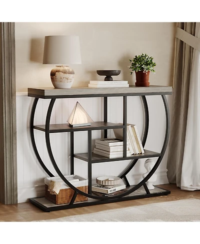 gaomon 39" Narrow Entryway Console Table with 4-Tier Storage and Half-Circle Base, for Living Room, Hallway and Foyer