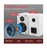 Pyle 6.5 Home Theater Bookshelf Speakers - 2-Way HiFi Sound with Wall Mount Bracket (PHQBS62WH)