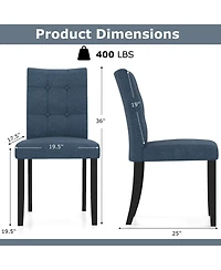 Gymax 2PCS Tufted Dining Chairs Upholstered Kitchen Armless Side Chairs With Padded Seat