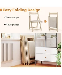 Gymax Upholstered Dining Chair Set of 4 w/ Curved Backrest Rubber Wood Frame