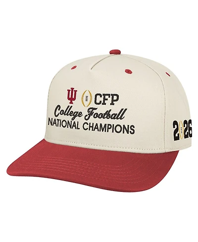 Legacy Men's Stone/Crimson Indiana Hoosiers College Football Playoff 2025 National Champions Stack Logo Adjustable Hat