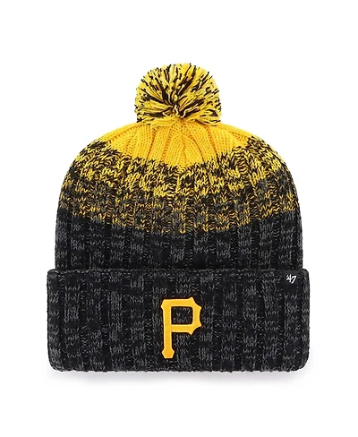 '47 Brand Men's Black Pittsburgh Pirates Cascade Cuffed Knit Hat with Pom