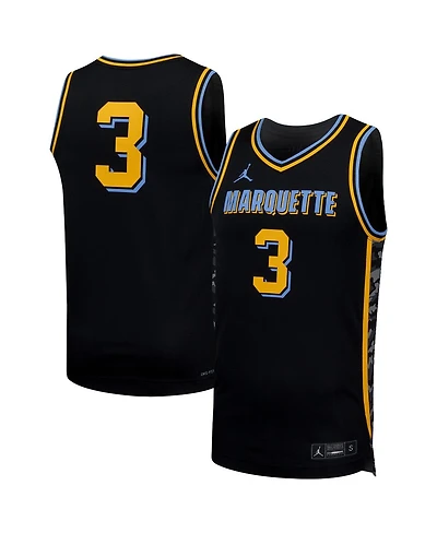 Nike Men's 3 Black Marquette Golden Eagles Replica Basketball Jersey
