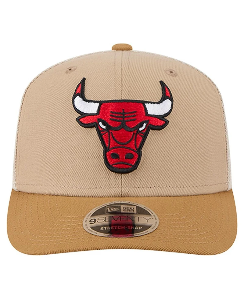 New Era Men's Tan/Light Brown Chicago Bulls Two-Tone 9SEVENTY Adjustable Trucker Hat