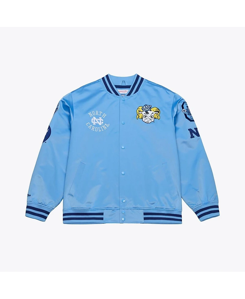Mitchell & Ness Men's Carolina Blue North Tar Heels Double Clutch Lightweight Satin Full-Snap Jacket
