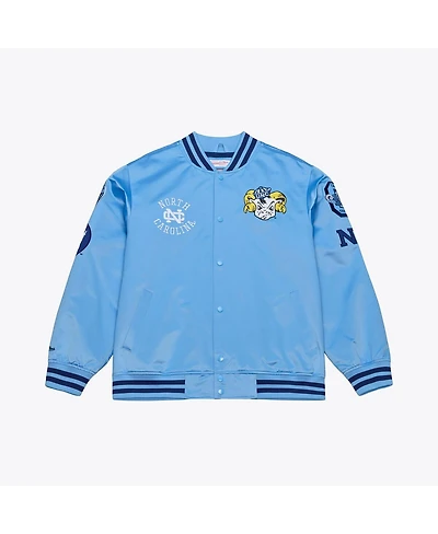 Mitchell & Ness Men's Carolina Blue North Tar Heels Double Clutch Lightweight Satin Full-Snap Jacket