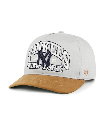 '47 Brand Men's Gray/Brown New York Yankees Cooperstown Break Wood Suede Hitch Adjustable Hat
