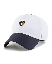 '47 Brand Men's White/Navy Milwaukee Brewers Vista Mini Clean Up Brrr Adjustable Hat