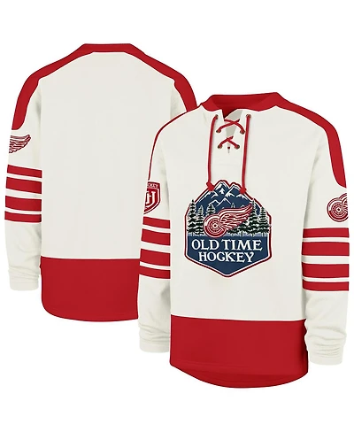'47 Brand Men's Cream Detroit Red Wings Pond Hockey Trio Eternal Lacer Sweatshirt