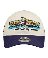 New Era Big Boys and Girls Stone/Navy Milwaukee Brewers 2026 Spring Training Fan Pack Batter 9TWENTY Adjustable Hat