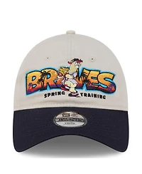New Era Big Boys and Girls Stone/Navy Atlanta Braves 2026 Spring Training Fan Pack Batter 9TWENTY Adjustable Hat