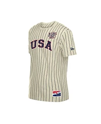 New Era Men's Cream Usa Baseball Throwback Meshback Pinstripe T-Shirt
