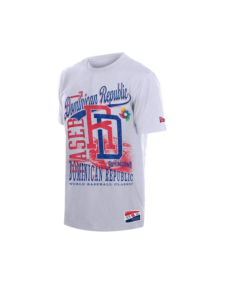 New Era Men's White Dominican Republic Baseball 2026 World Classic Oversized Throwback Distressed T-Shirt