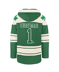 '47 Brand Men's Jeremy Swayman Kelly Green Boston Bruins St. Patrick's Day Player Name Number Lacer Pullover Hoodie