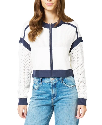 Central Park West Women's Brooklyn Collarless Sweater Bomber