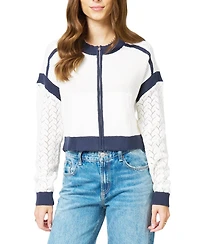 Central Park West Women's Brooklyn Collarless Sweater Bomber