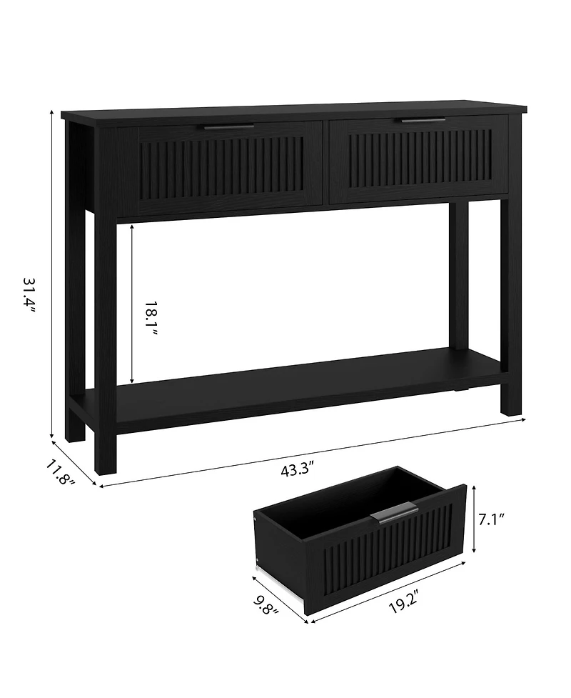 gaomon 43" Farmhouse Wooden Entryway Console Table with 2 Drawers and 2-Tier Storage, for Living Room and Foyer