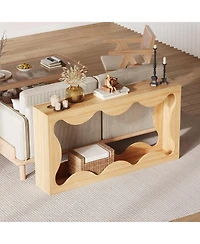 gaomon 63" Farmhouse Narrow Console Sofa Table with Scalloped Design and Storage, Entryway and Hallway Table