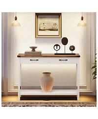 gaomon Industrial 31" Console Table with Drawers and Open Shelf, 2-Tier Narrow Sofa Table for Entryway