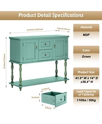 gaomon 42" Farmhouse Wooden Console Table with 2 Drawers, 2 Doors and Storage Shelf