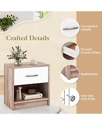 Gouun Bedside Nightstand with Drawer and Open Storage Shelf