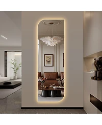 Busdays 65" x 21" Led Full Length Wall Mirror with Irregular Shape and Dimmable Lighting, Wall Mounted for Entryway or Bedroom