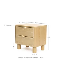 LuxenHome Wood Finish 2-Drawer End Table and Nightstand, Manufactured Wood Side Table