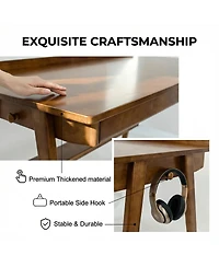 Streamdale Furniture Walnut Mid-Century Modern Writing Desk with Storage