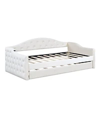 Streamdale Furniture Velvet Twin Daybed w/Trundle and Usb Charging