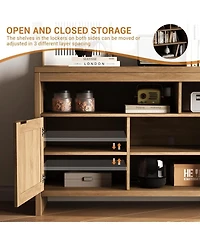 gaomon 2 Pack Modern Rattan Entertainment Center with Storage, Boho Tv Stand for TVs , Adjustable Shelves & Wooden Media Console Cabinet