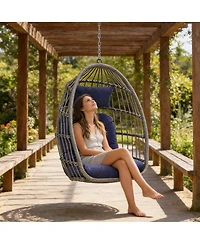 Streamdale Furniture Outdoor Garden Rattan Egg Swing Chair Hanging Chair