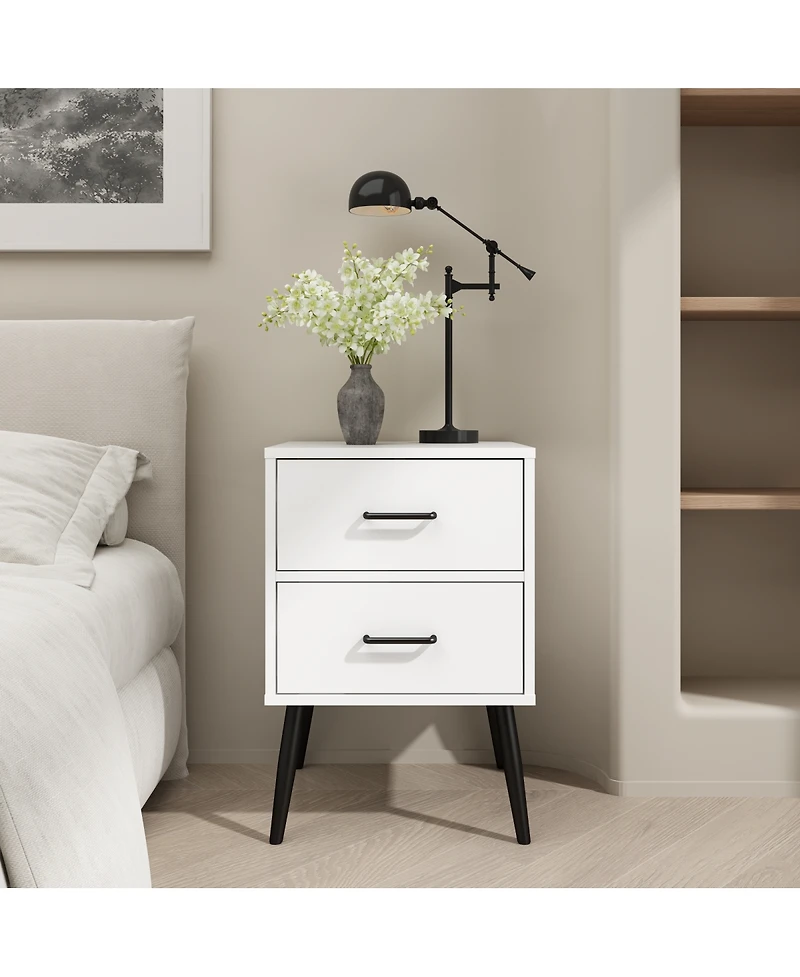 Streamdale Furniture Modern 2-Drawer Nightstand with Metal Accents