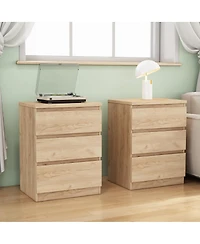 Streamdale Furniture 2pc 19.7" Nightstands 3 Drawers, Handle-Free Side Tables