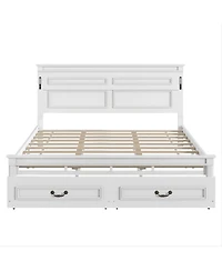 Streamdale Furniture King Led Storage Bed between Usb and Tall Headboard/Footboard