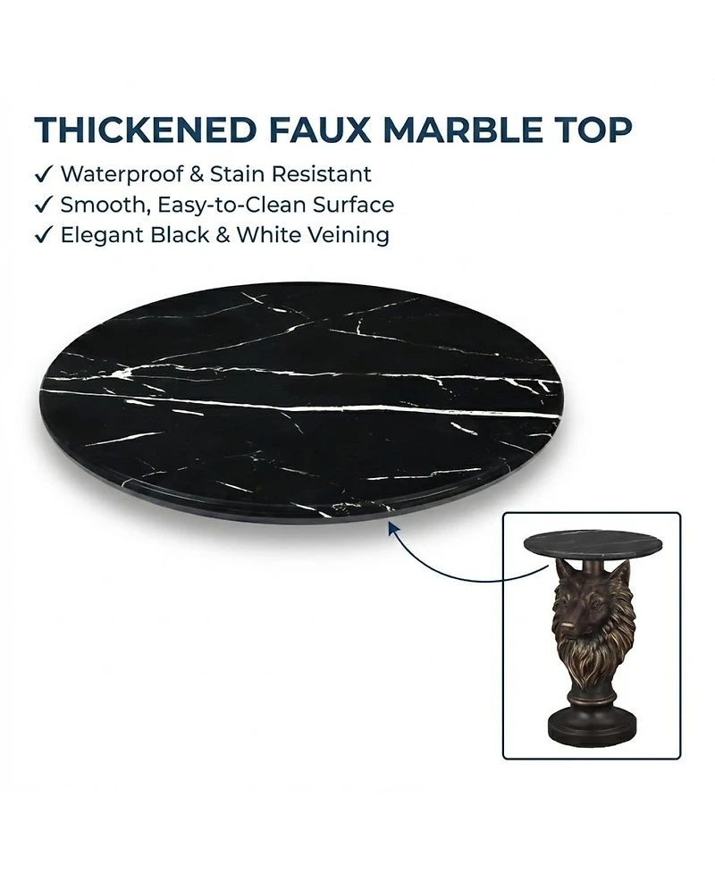 Streamdale Furniture Wolf Head Accent Table Animal Statue End Tables Livingroom