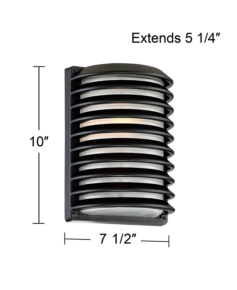 John Timberland Modern Outdoor Wall Light Fixtures Set of 2 Grid Frosted Glass for Post Exterior Barn Deck House Porch Yard Posts Patio Home