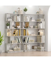 Streamdale Furniture Space-Saving Corner Bookshelf and Bookcase Set