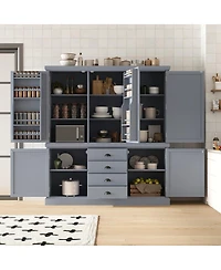 Streamdale Furniture Freestanding Wooden Kitchen Pantry Cabinet with Drawers and Doors