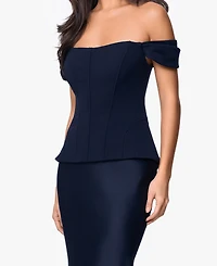 Betsy & Adam Women's Long Off-The-Shoulder Corset Dress