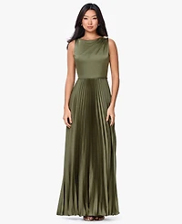 Betsy & Adam Women's Boat Neck Pleated Ball Gown