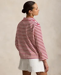 Polo Ralph Lauren Women's Striped Split-Placket Mariner Pull-On T-Shirt