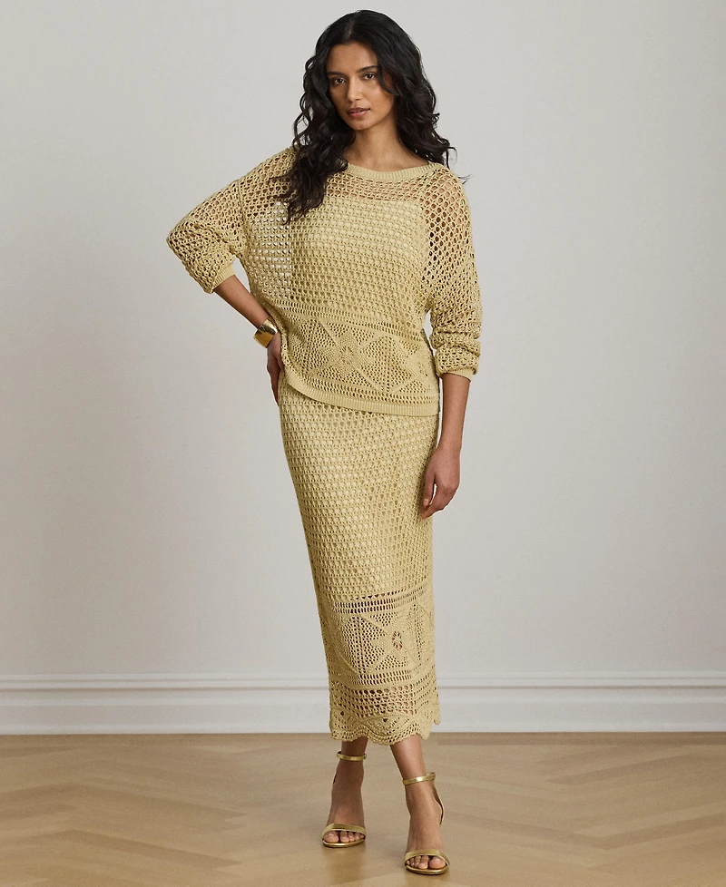Lauren Ralph Women's Pointelle-Knit Boat Neck Sweater