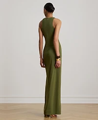 Lauren Ralph Lace-Up Jersey Sleeveless Gown