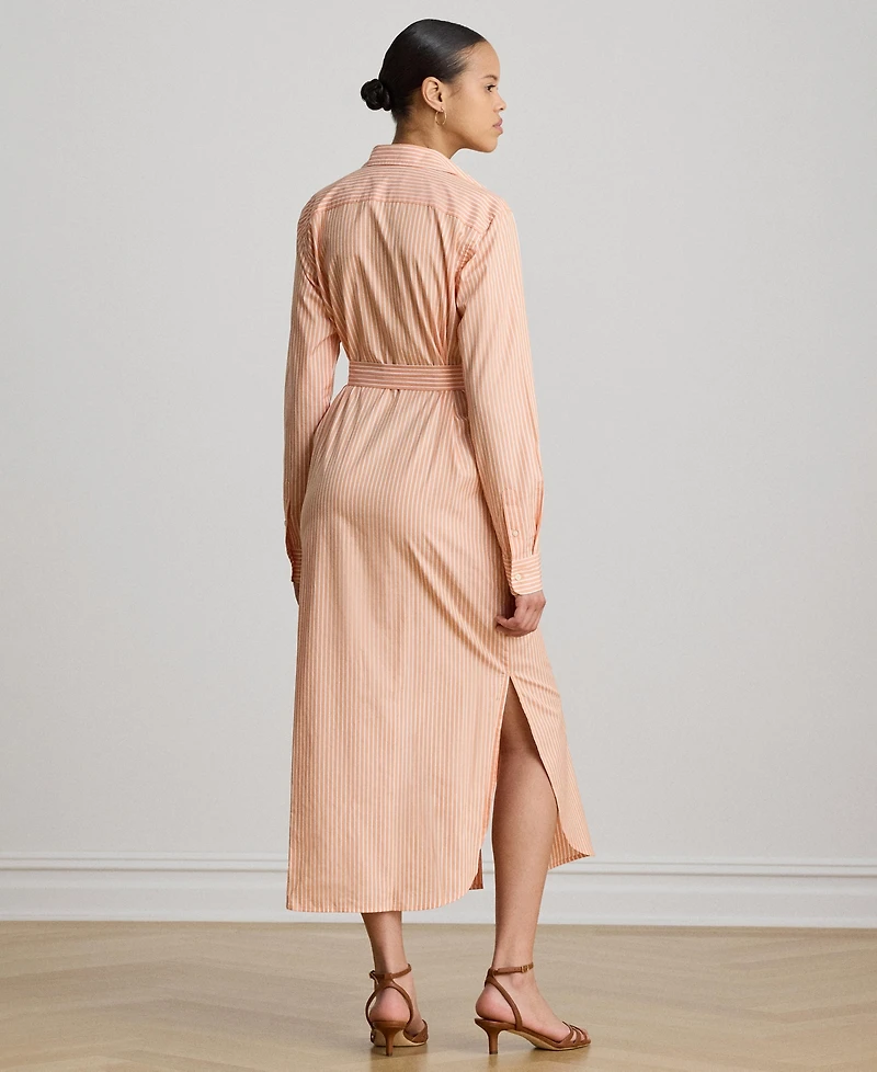 Lauren Ralph Women's Point Collar Striped End-On-End Shirt Dress